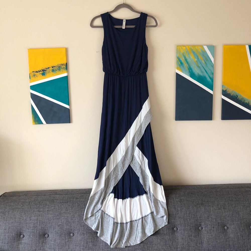 Hi lo hem maxi dress with stripes